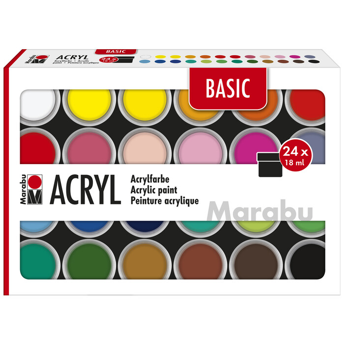 MARABU Acrylfarben-Set Basic 24 x 18 ml