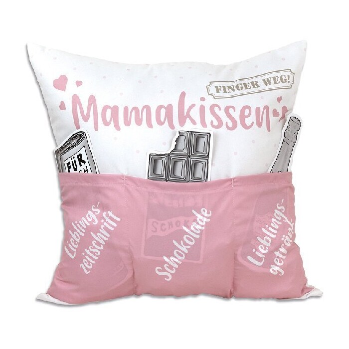 Sofahelden Mamakissen mit Taschen und Deko weiß/rosa