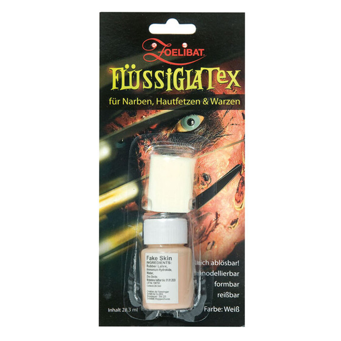 Horror-Makeup Flüssiglatex mit Schwamm 28,3 ml beige
