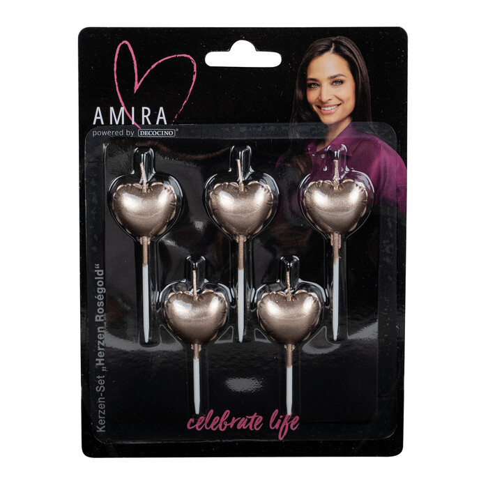 Kerzen-Set Herzen roségold 5 Stück