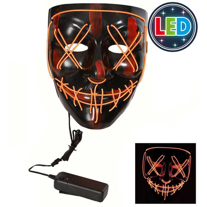 Halloween LED-Maske Neon-Orange