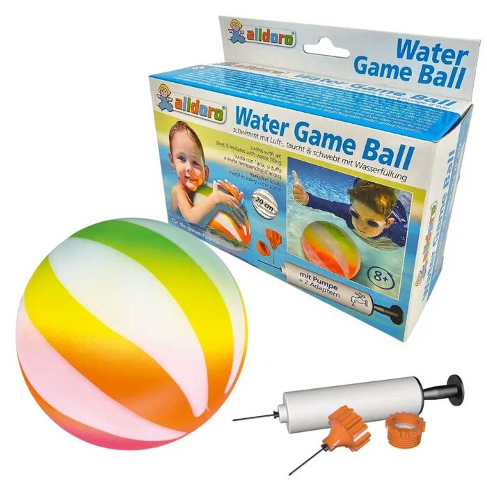 ALLDORO Wasser Spiel- & Tauchball 20 cm inklusive Pumpe bunt
