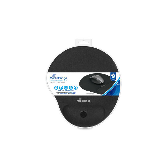 MEDIARANGE Ergonomisches Mauspad mit Gel Wrist Support schwarz