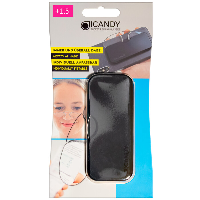 ICANDY Lesehilfe +1.50 Dioptrien inkl. Hülle schwarz