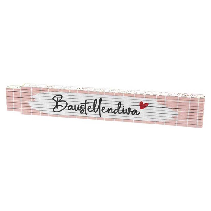 Zollstock Baustellendiva aus Holz 2 m rosa