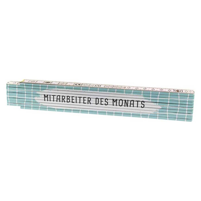 Zollstock Mitarbeiter des Monats aus Holz 2 m blau