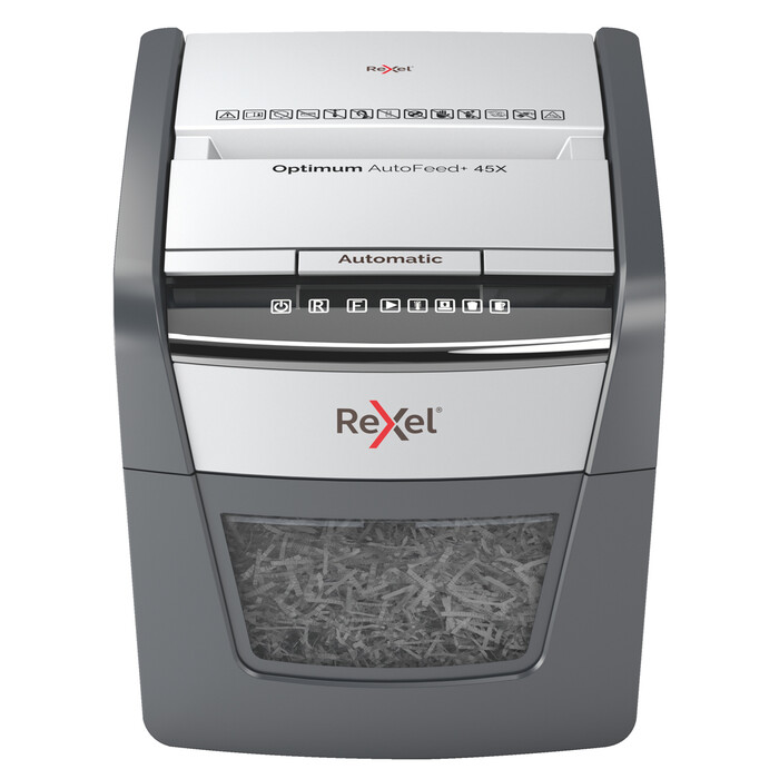 REXEL Aktenvernichter Optimum 45X Partikelschnitt 20 Liter grau