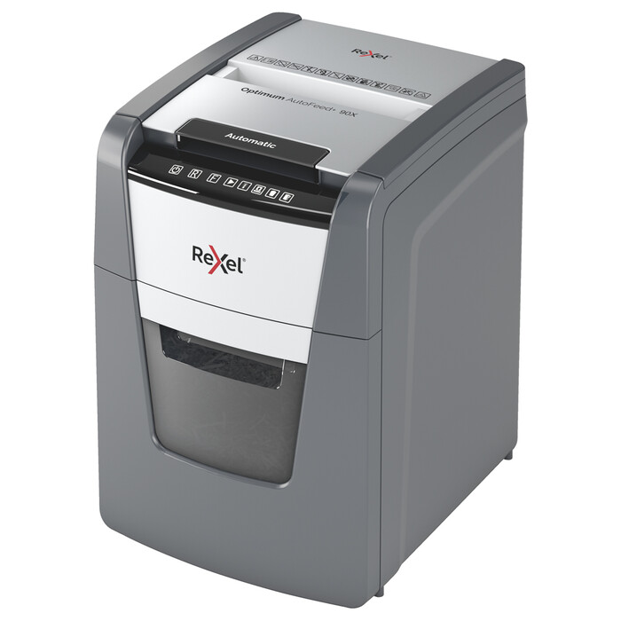REXEL Aktenvernichter Optimum 90X Partikelschnitt 34 Liter grau