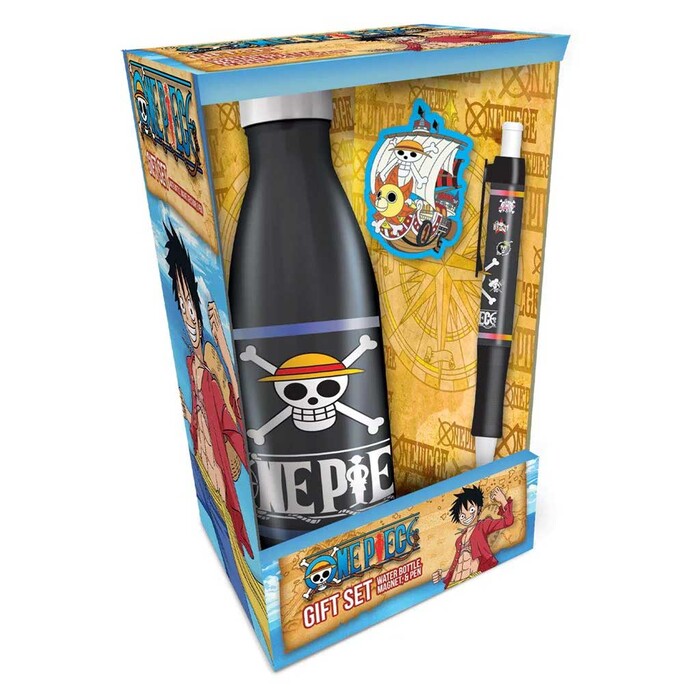 Geschenk-Set One Piece Trinkflasche, Magnet, Stift 3-teilig bunt