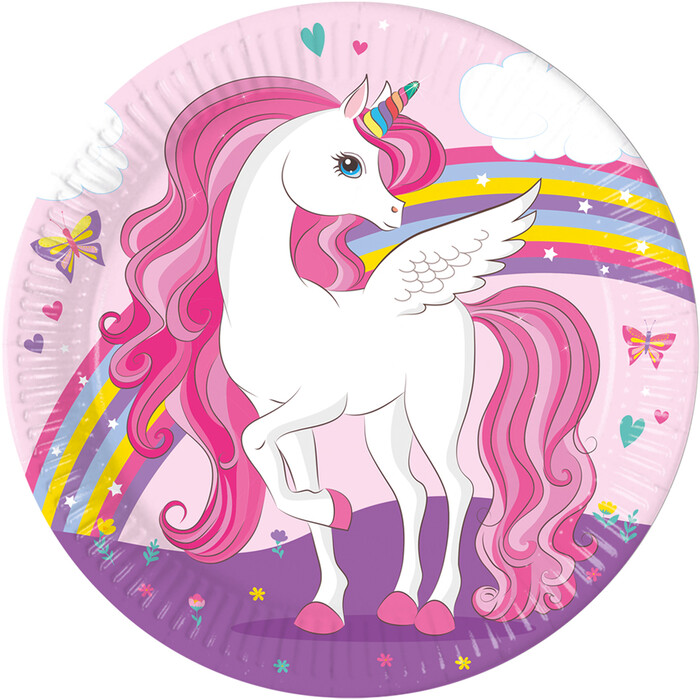 Pappteller Unicorn Rainbow Colors Ø 23 cm 8 Stück bunt