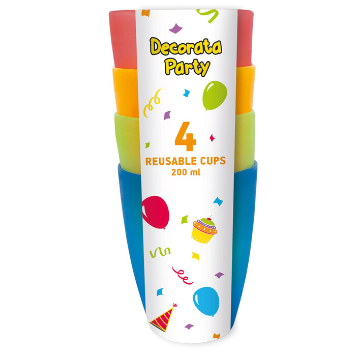 PROCOS Becher 220 ml 4 Stück mehrere Farben semi-transparent