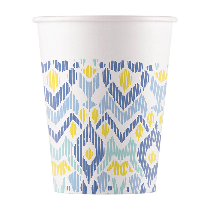 Becher Ethnic Design 200 ml 8 Stück bunt