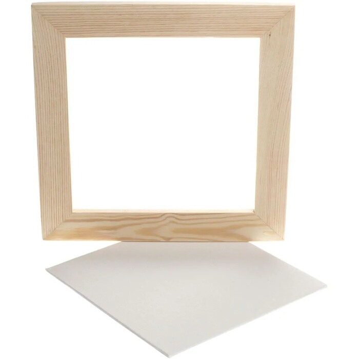 Leinwand mit Holzrahmen 25,8 x 25,8 x 1,5 cm natur