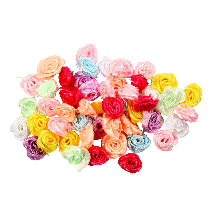 Satin-Röschen 50 Stück mehrere Farben