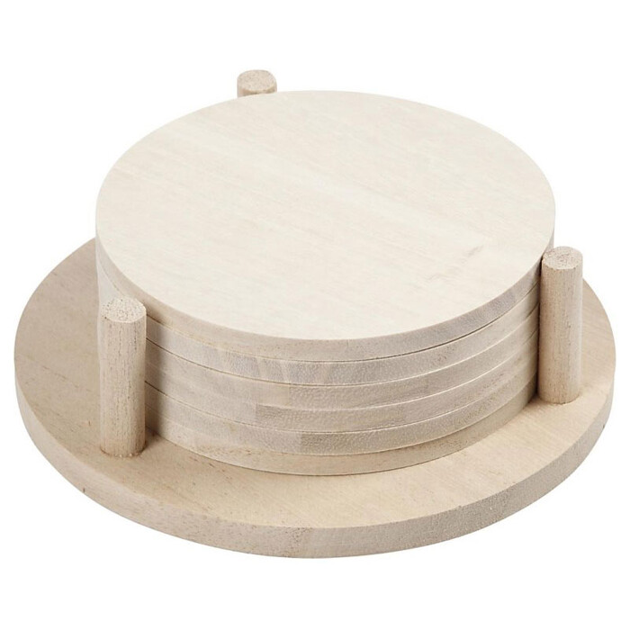 Untersetzer-Set aus Holz 6 Stück hellbraun