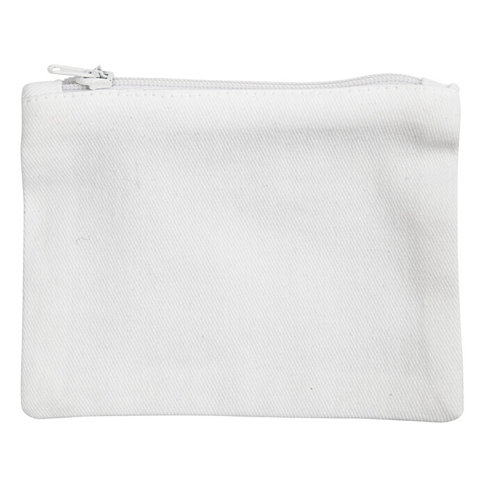 Geldbörse/tasche aus Baumwolle 9 x 12 cm weiss