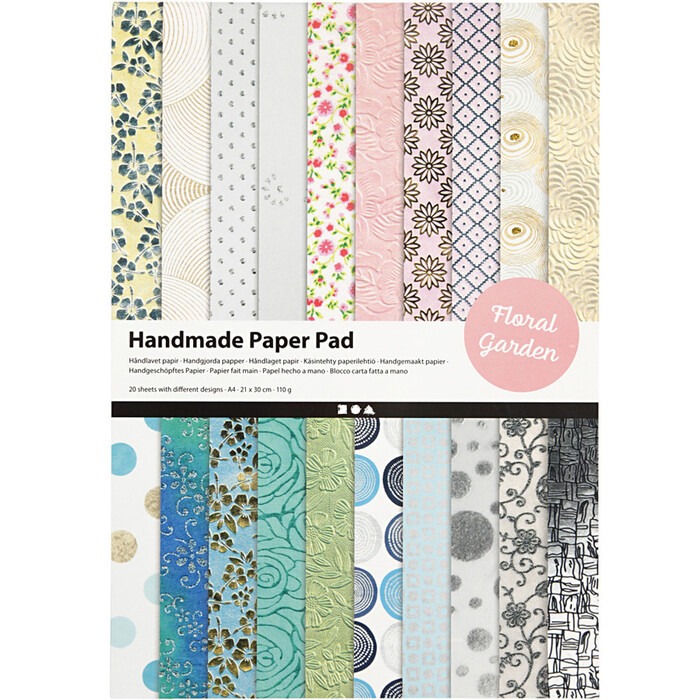 Handgeschöpftes Motivpapier Floral Garden 21 x 30 cm 20 Blatt bunt