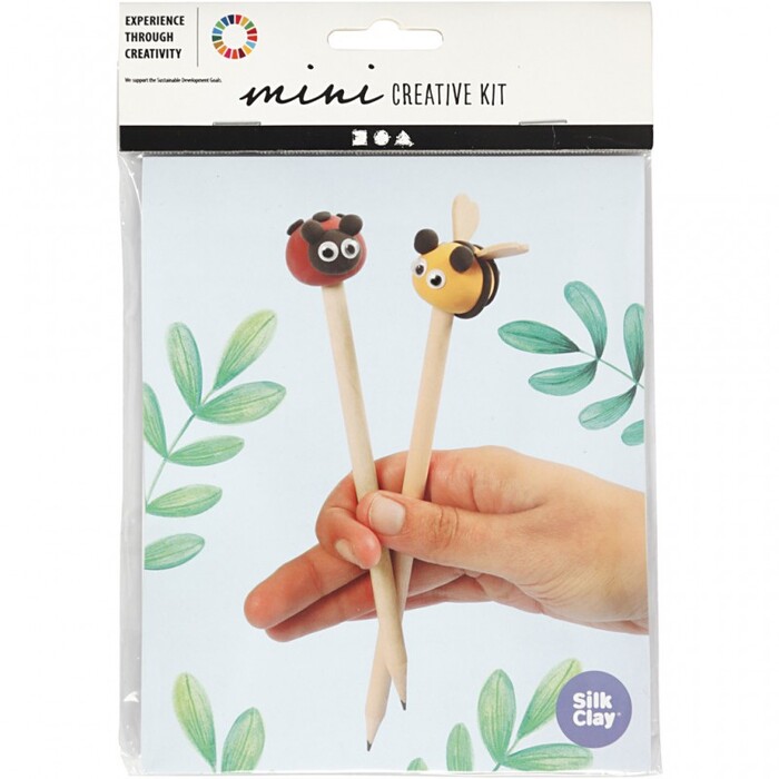 Mini-Kreativset Bleistiftköpfchen inkl. 1 Behälter Silk Clay und Zubehör
