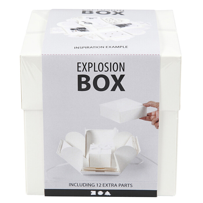 Geschenkbox Explosionsbox aus Karton naturweiss