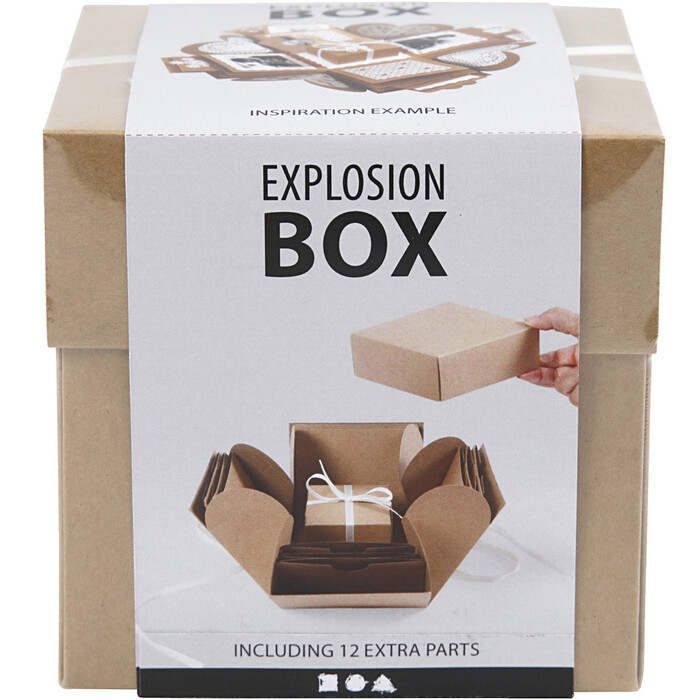 Geschenkbox Explosionsbox aus Karton braun