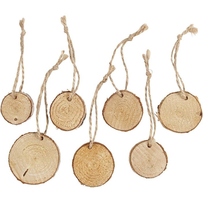 Holzscheiben zum Aufhängen 7 Stück braun