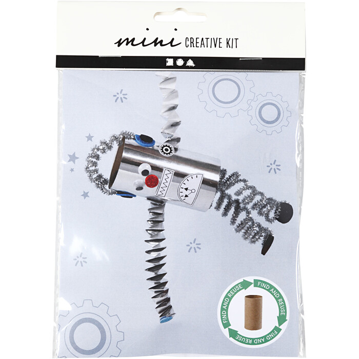 Mini-Kreativset Roboter aus Papprolle bunt
