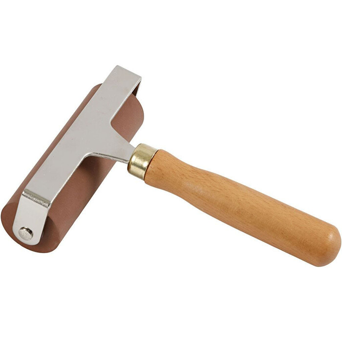 Linolwalze mit Holzgriff 9,8 cm braun