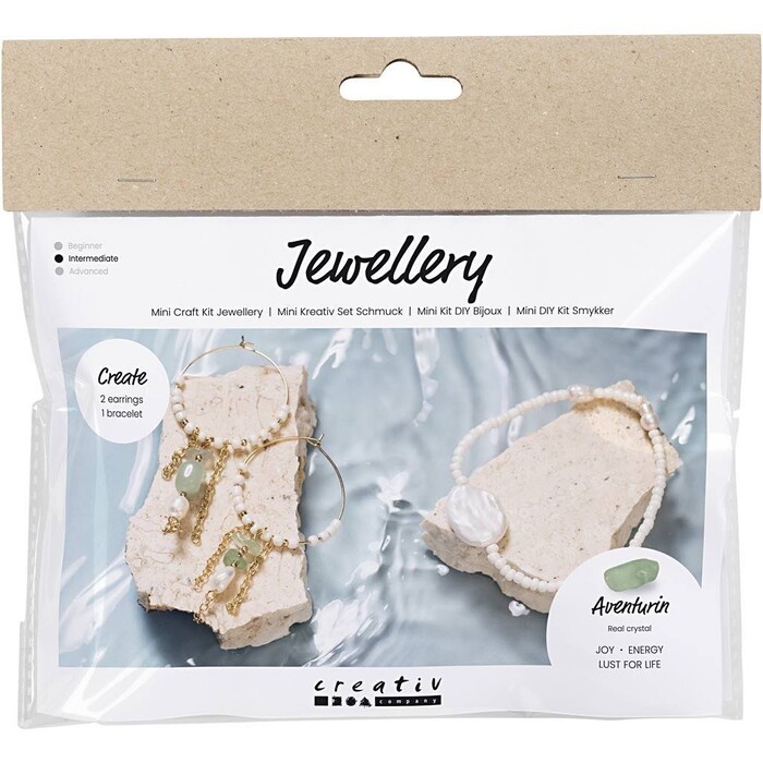 Mini Kreativ-Set Schmuck mit Armband und Ohrringen aus Aventurin-Quarz