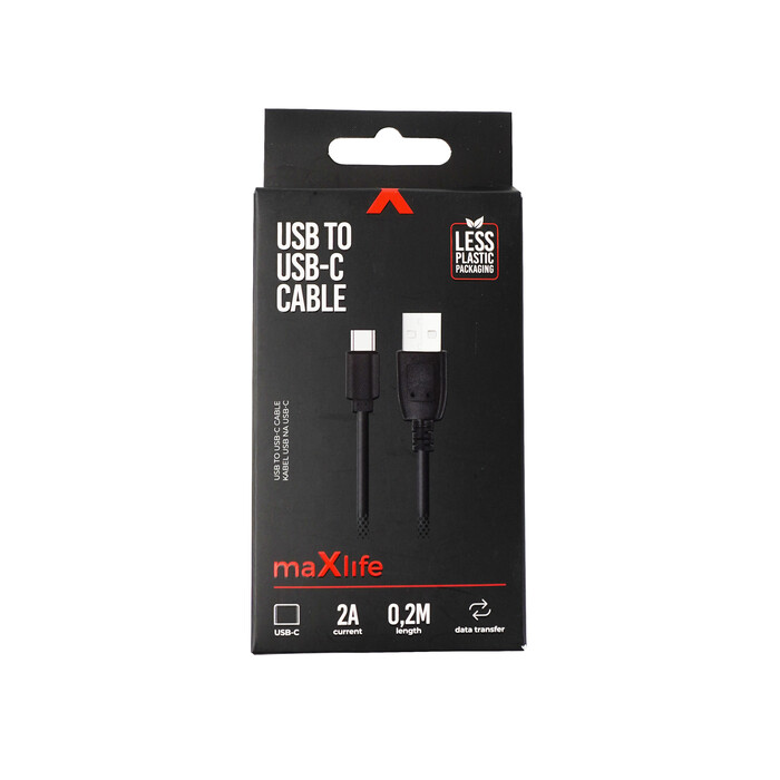 MAXLIFE USB/USB-C Kabel 2A 0,2m weiß
