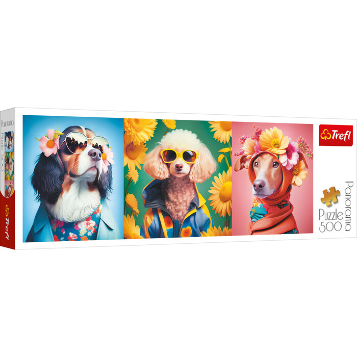 TREFL Panorama Puzzle Hunde Fashion Week 500 Teile bunt