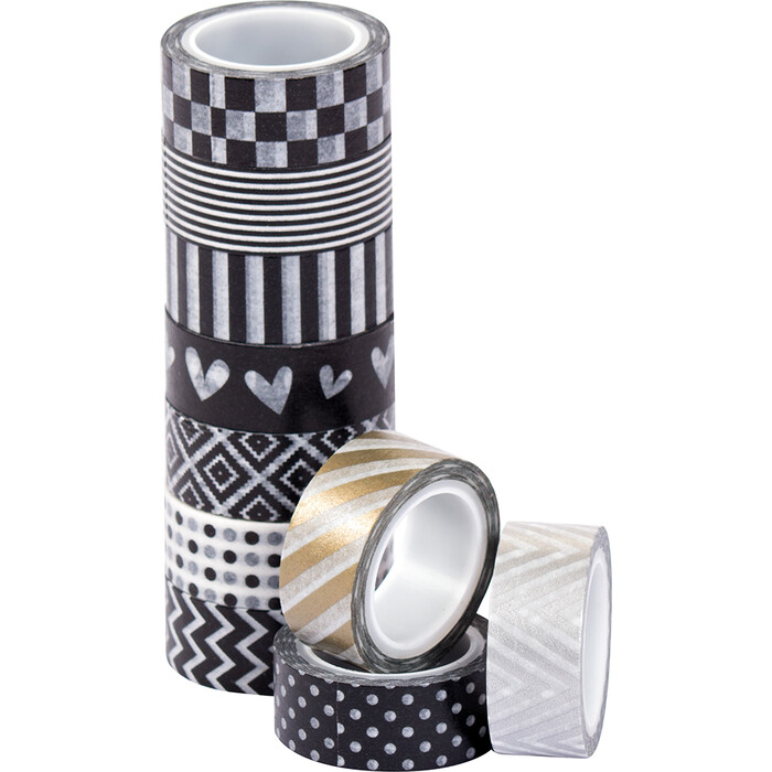 Washi-Tape-Set 10 Rollen schwarz/weiß
