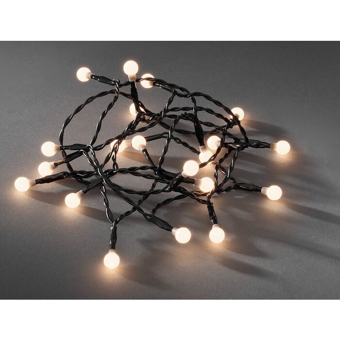 LED-Globelichterkette mit 20 warmweißen Lämpchen + 1,82 m schwarzem Kabel