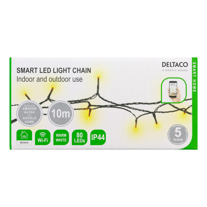 DELTACO Smart Home LED-Lichterkette mit 80 LEDs 10m warmweiß
