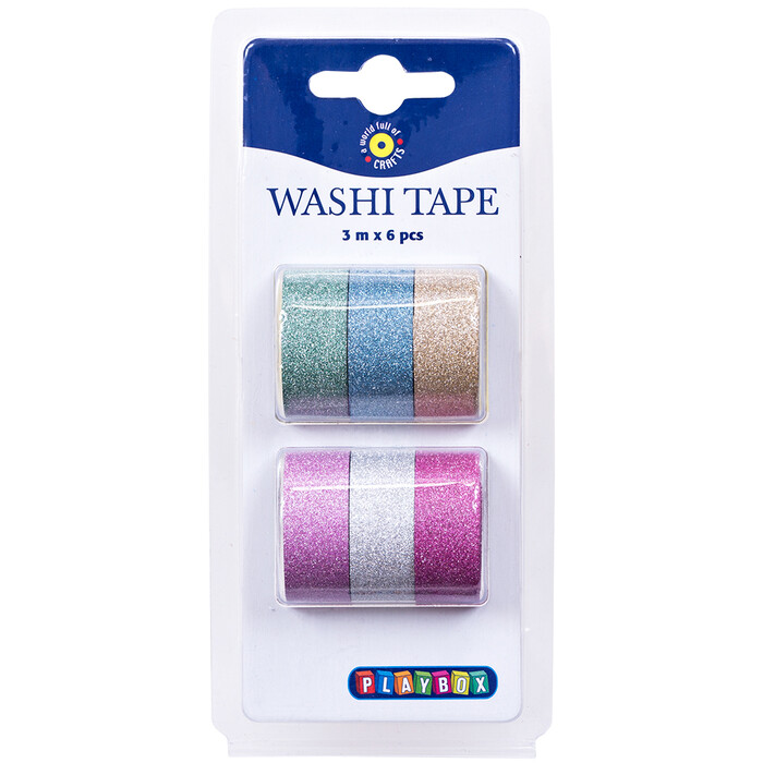 Washi Tape Set 6 Stück mit Glitzer-Effekt mehrere Farben
