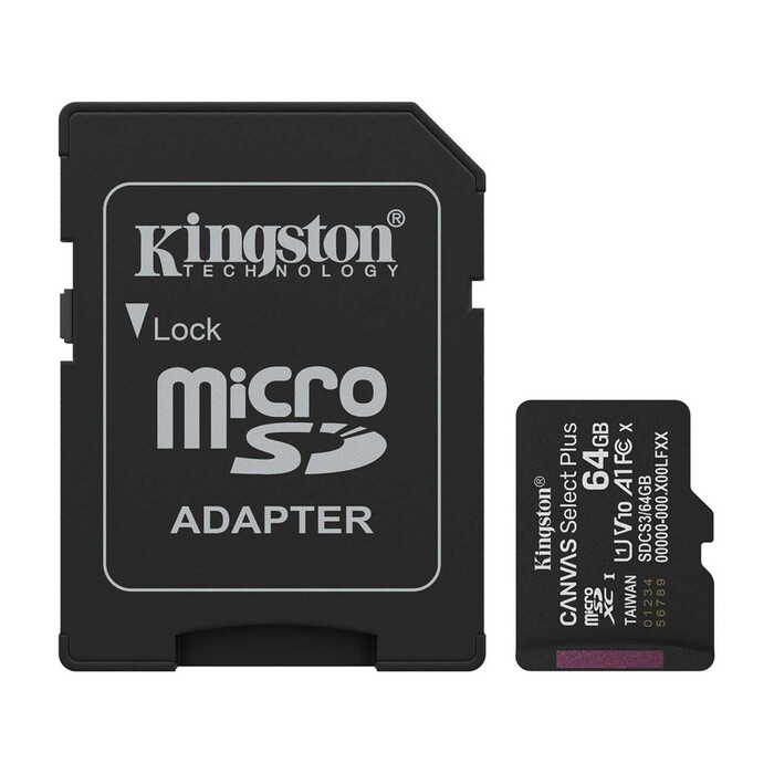 KINGSTON Speicherkarte Canvas Select Plus microSDXC 64 GB Gen3 inkl. Adapter