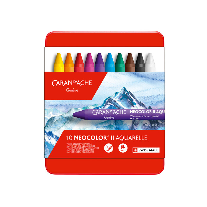 CARAN D'ACHE Wachsmalkreiden Neocolor II wasserlöslich 10 Farben