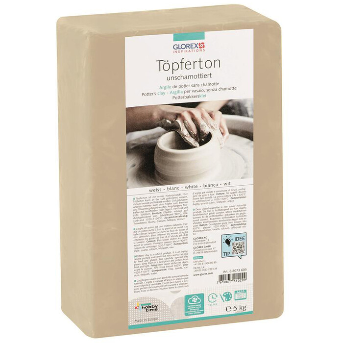 GLOREX Töpferton unschamottiert 5 kg weiß