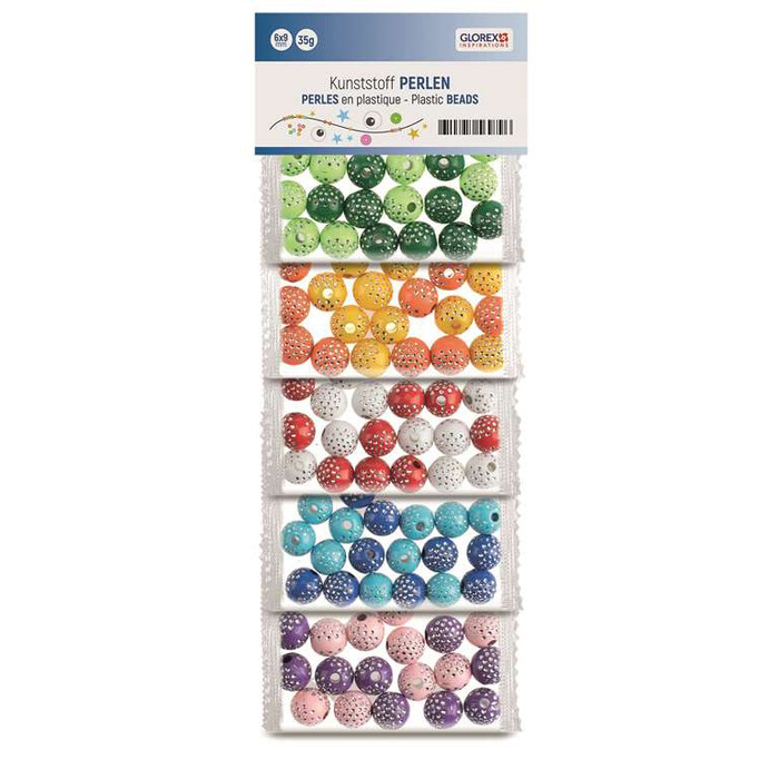 GLOREX Kunststoff Perlen glitzernd 50 g mehrere Farben