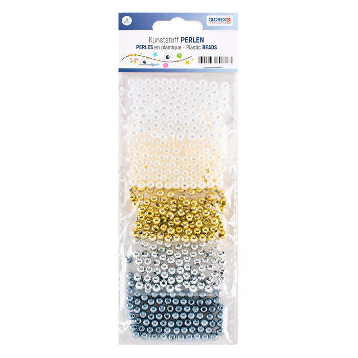 GLOREX Wachsperlen-Set Ø 6 mm 500 Stück weiß/silber/gold