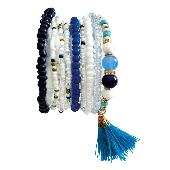 GLOREX Armband-Set weiß/blau