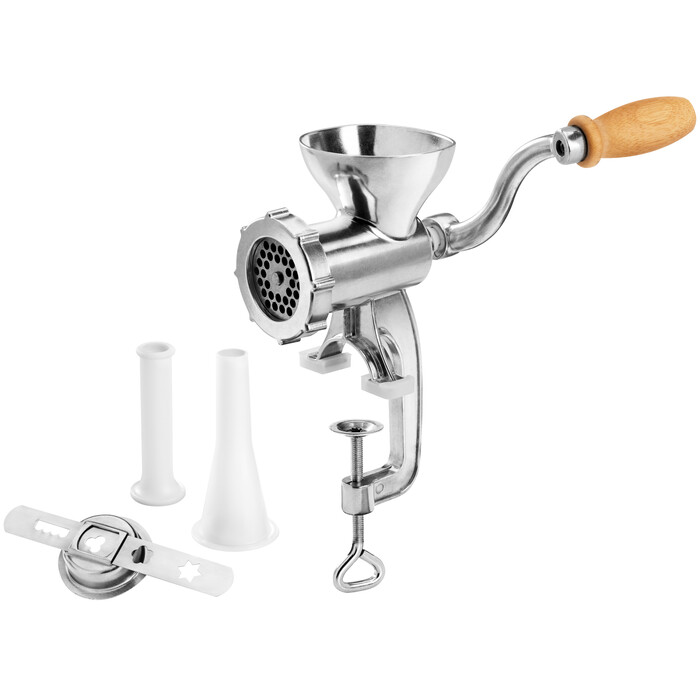 METALTEX 3-in-1 Fleischwolf Jack mit Stössel, Spritzgebäckaufsatz und Wurstfülltrichter