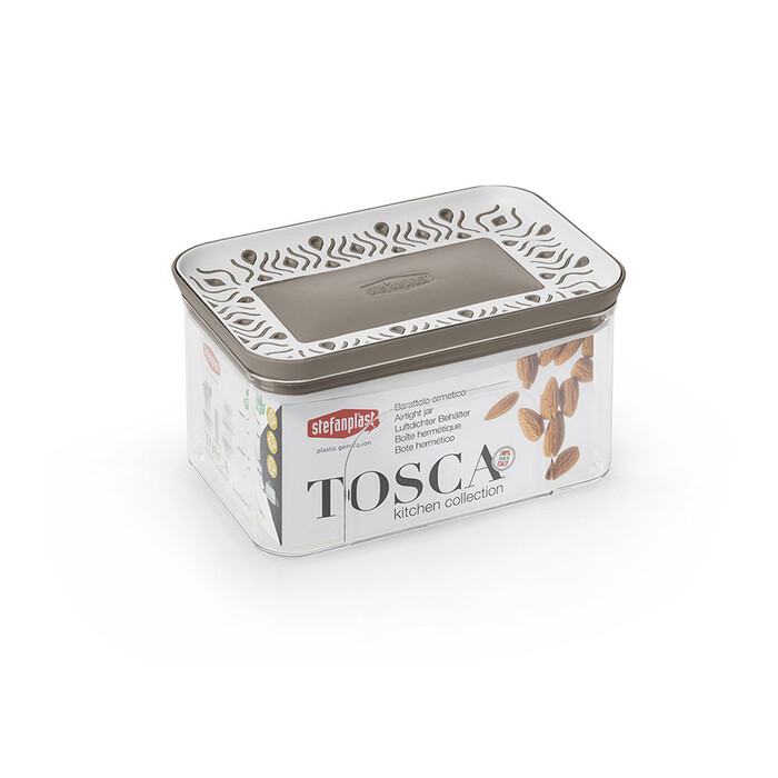 Vorratsdose Tosca eckig 700 ml transparent/braun