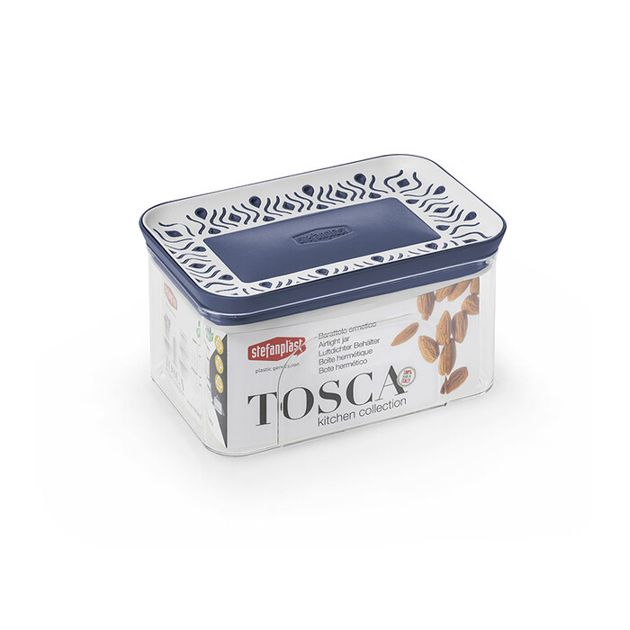 Vorratsdose Tosca eckig 700 ml transparent/blau