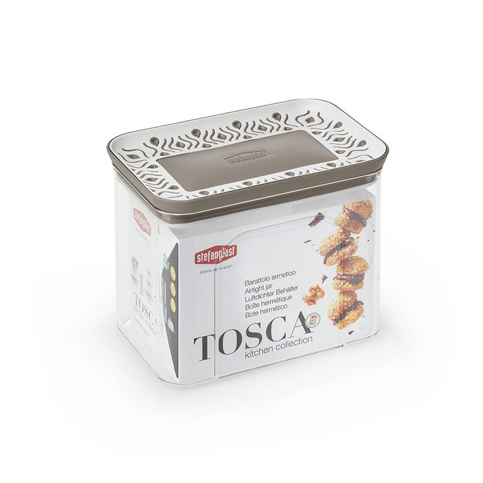 Vorratsdose Tosca eckig 1,2 Liter transparent/braun