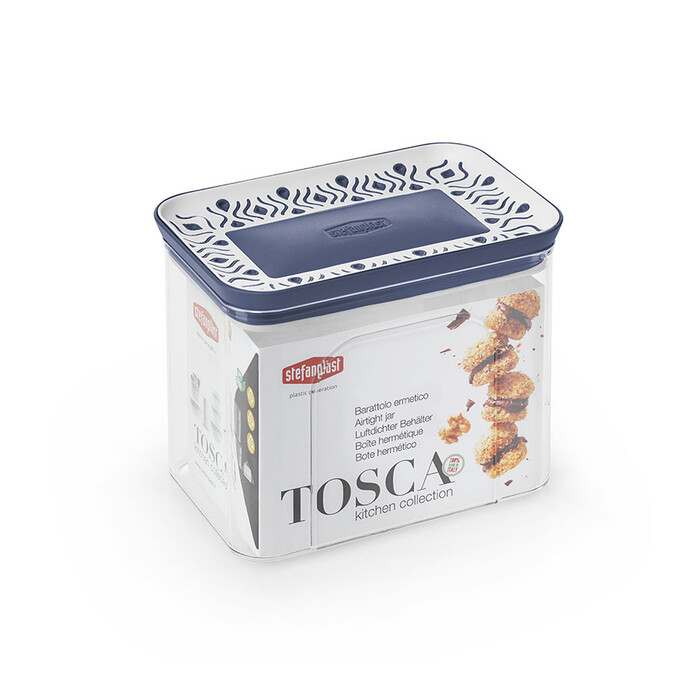 Vorratsdose Tosca eckig 1,2 Liter transparent/blau