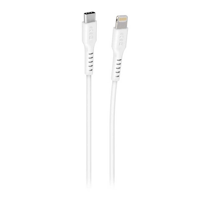 SBS Daten- und Ladekabel 3 m USB-C auf Lightning-Anschluss weiß