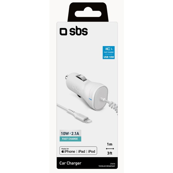 SBS Autoladegerät mit Lightning-Kabel weiß
