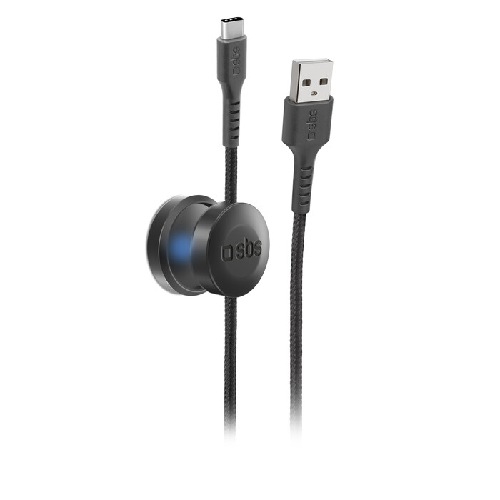 SBS USB-A auf USB-C Kabel mit Magnethalterung schwarz
