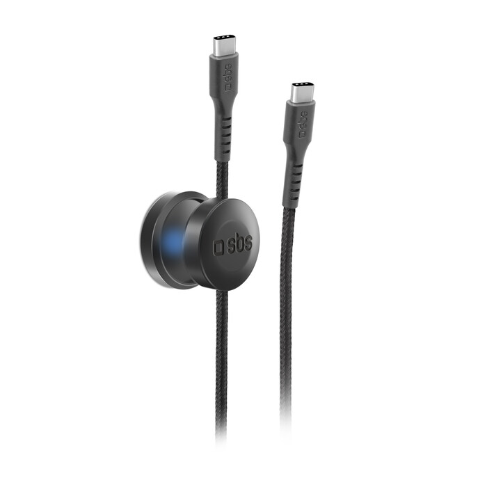 SBS USB-C auf USB-C Kabel mit Magnethalterung schwarz