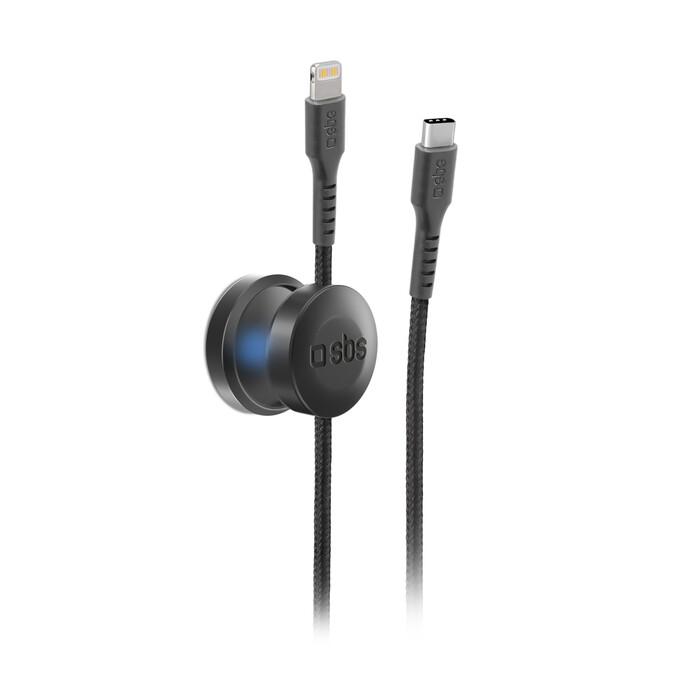 SBS USB-C auf Lightning Kabel mit Magnethalterung schwarz